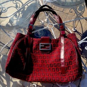 Authentic Fendi Zucchino Mamma baguette handbag